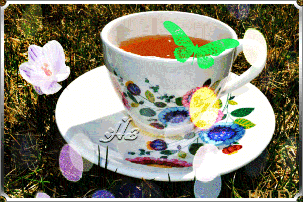 Анимированная открытка чашка чая